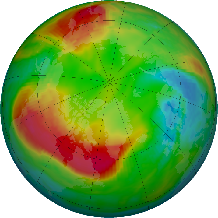 Arctic ozone map for 02 February 1989